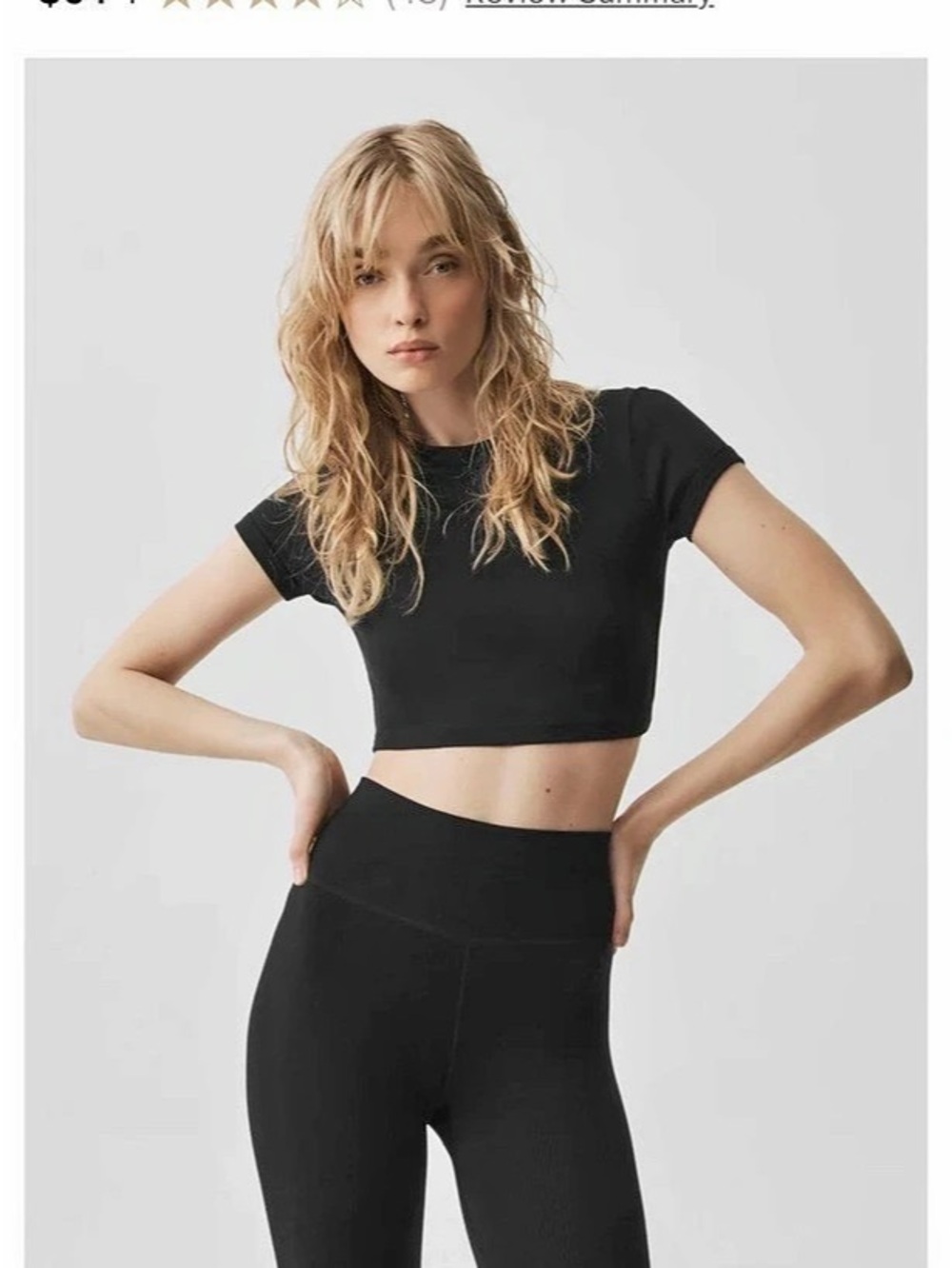 Alo Cropped Timeless Tee Cropped Black Tee Like New